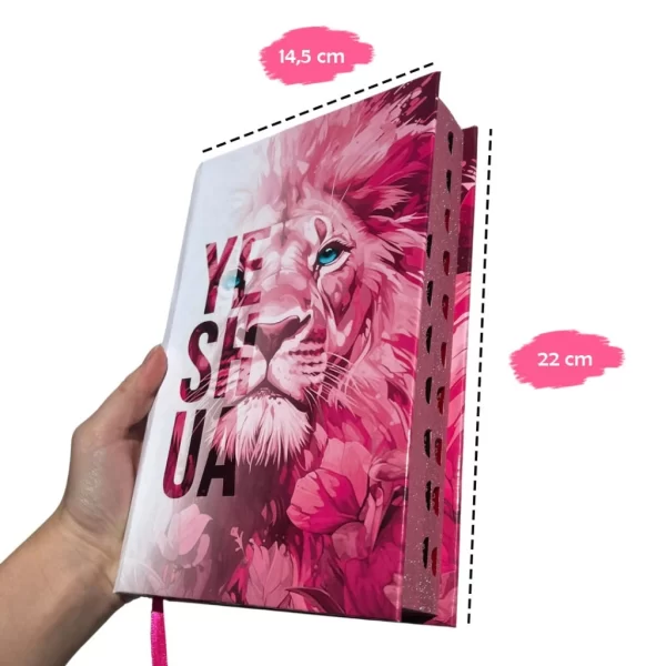 Bíblia Sagrada Feminina Leão Yeshua (Jesus) Rosa Com Harpa e Índice Versão ARC - Imagem 4