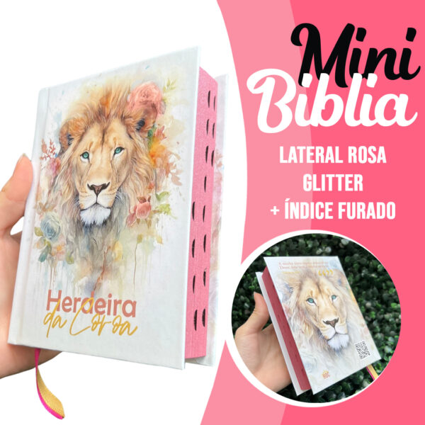 Mini Bíblia de bolsa Herdeira da Coroa branca com índice letra pequena ARC