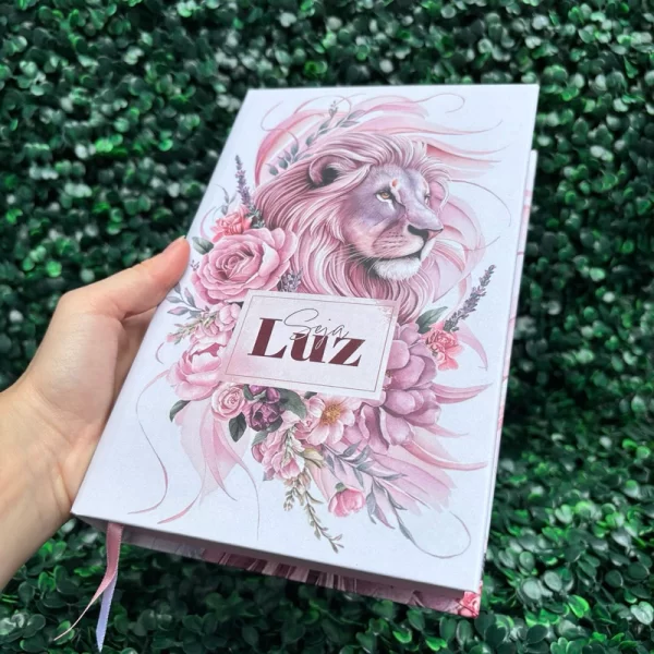 Bíblia Sagrada Leão Seja Luz Rosa Com Harpa e Índice Versão ARC - Imagem 7