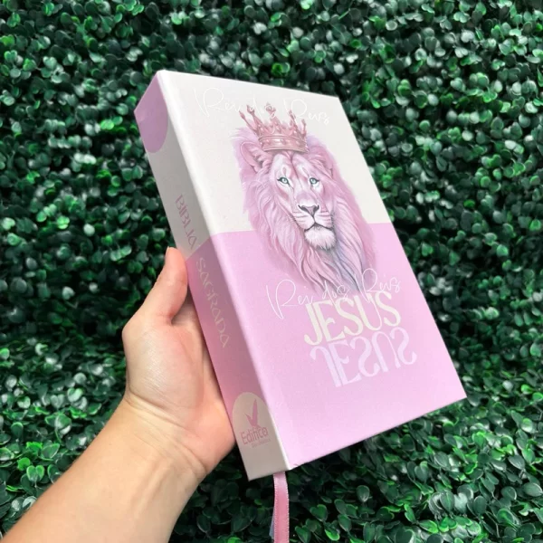 Bíblia Sagrada Feminina Rei dos Reis Rosa Com Harpa e Índice Versão ARC - Imagem 5